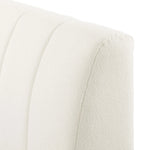 Wide, vertical channeling and low styling speak to the modish Italian influence of this softly textured bed upholstered in cream high-performance fabric. Performance fabrics are specially created to withstand spills, stains, high traffic and wear, ensuring long-term comfort and unmatched durability Amethyst Home provides interior design, new home construction design consulting, vintage area rugs, and lighting in the Boston metro area.