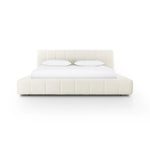 Wide, vertical channeling and low styling speak to the modish Italian influence of this softly textured bed upholstered in cream high-performance fabric. Performance fabrics are specially created to withstand spills, stains, high traffic and wear, ensuring long-term comfort and unmatched durability Amethyst Home provides interior design, new home construction design consulting, vintage area rugs, and lighting in the Calabasas metro area.