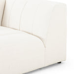 Featuring Langham Fayette Cloud Left Chaise by Four Hands at Amethyst Home. The sensible sectional meets modern Italian styling. Wide vertical channeling offers a luxurious take on modular seating. Bright Fayette Cloud covering awes in any space. Left arm facing chaise to sectional. Performance fabrics are specially created to withstand spills, stains, high. Amethyst Home provides interior design, new home construction design consulting, vintage area rugs, and lighting in the Charlotte metro area.