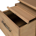 Featuring Lauren Natural Resawn Oak Desk by Four Hands at Amethyst Home. Made from solid oak and reclaimed peroba, a legal-style desk offers major storage with dual cabinetry, including file storage for legal and letter-size documents. A floating top and iron legs keep the look modern and light. This piece is designed in collaboration with Thomas Bina. Four. Amethyst Home provides interior design, new home construction design consulting, vintage area rugs, and lighting in the San Diego metro area.