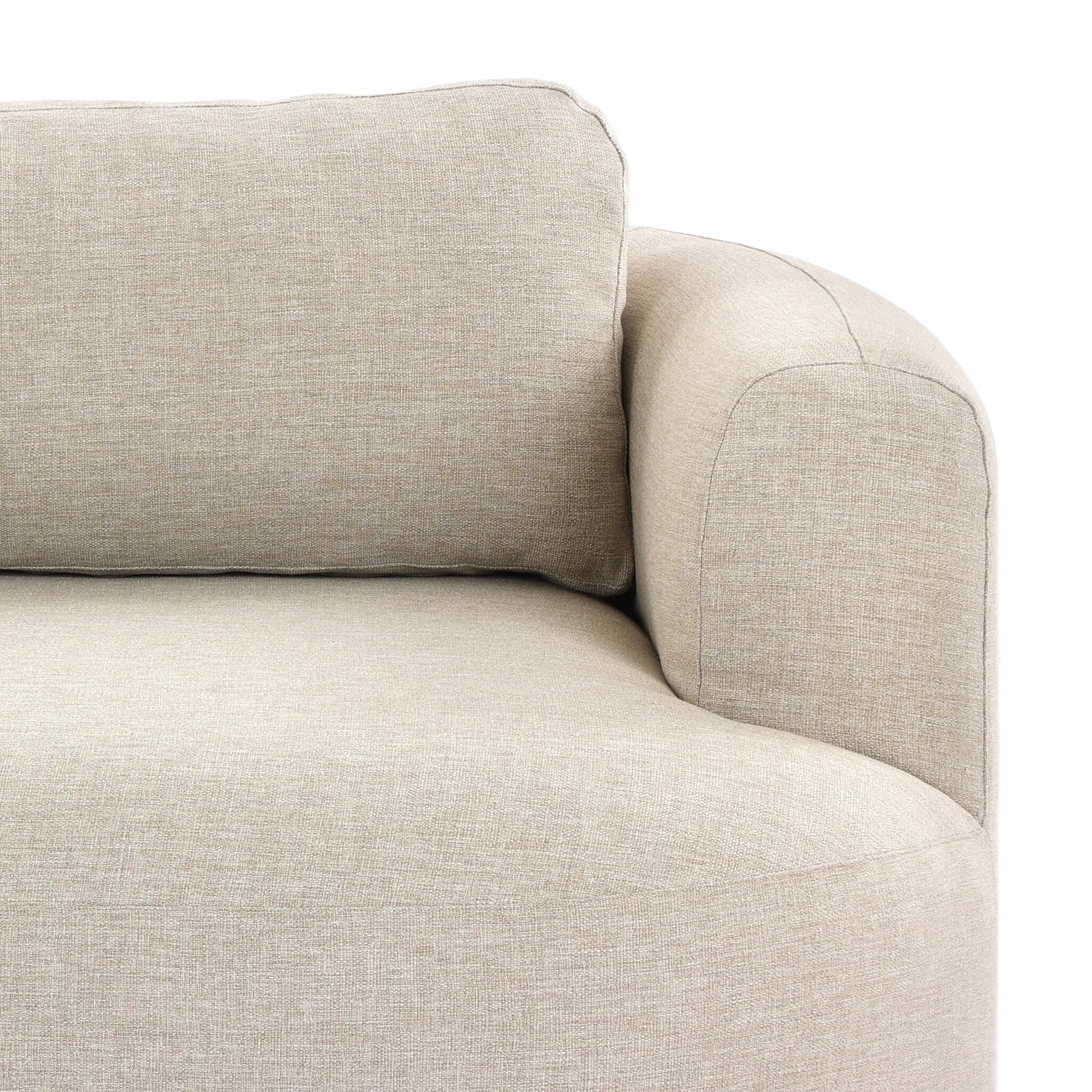 Settle into comfort outdoors. An inviting outdoor sofa features a rounded, inflated silhouette crafted from solid FSC®-certified teak. Finished in high-performance upholstery, with welcoming wide arms and loose back cushions for easy lounging. Cover or store indoors during inclement weather and when not in use Amethyst Home provides interior design, new home construction design consulting, vintage area rugs, and lighting in the Nashville metro area.