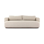 Settle into comfort outdoors. An inviting outdoor sofa features a rounded, inflated silhouette crafted from solid FSC®-certified teak. Finished in high-performance upholstery, with welcoming wide arms and loose back cushions for easy lounging. Cover or store indoors during inclement weather and when not in use Amethyst Home provides interior design, new home construction design consulting, vintage area rugs, and lighting in the Park City metro area.