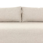 Settle into comfort outdoors. An inviting outdoor sofa features a rounded, inflated silhouette crafted from solid FSC®-certified teak. Finished in high-performance upholstery, with welcoming wide arms and loose back cushions for easy lounging. Cover or store indoors during inclement weather and when not in use Amethyst Home provides interior design, new home construction design consulting, vintage area rugs, and lighting in the Washington metro area.