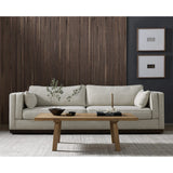 Traditional goes modern. Doubled-stacked arms and cushioning make for a layered look with maximum comfort, while high-performance upholstery is great for everyday lounging. Finished in an auburn walnut, a 360 plinth-style base offers a touch of contrast. Amethyst Home provides interior design, new home construction design consulting, vintage area rugs, and lighting in the Newport Beach metro area.