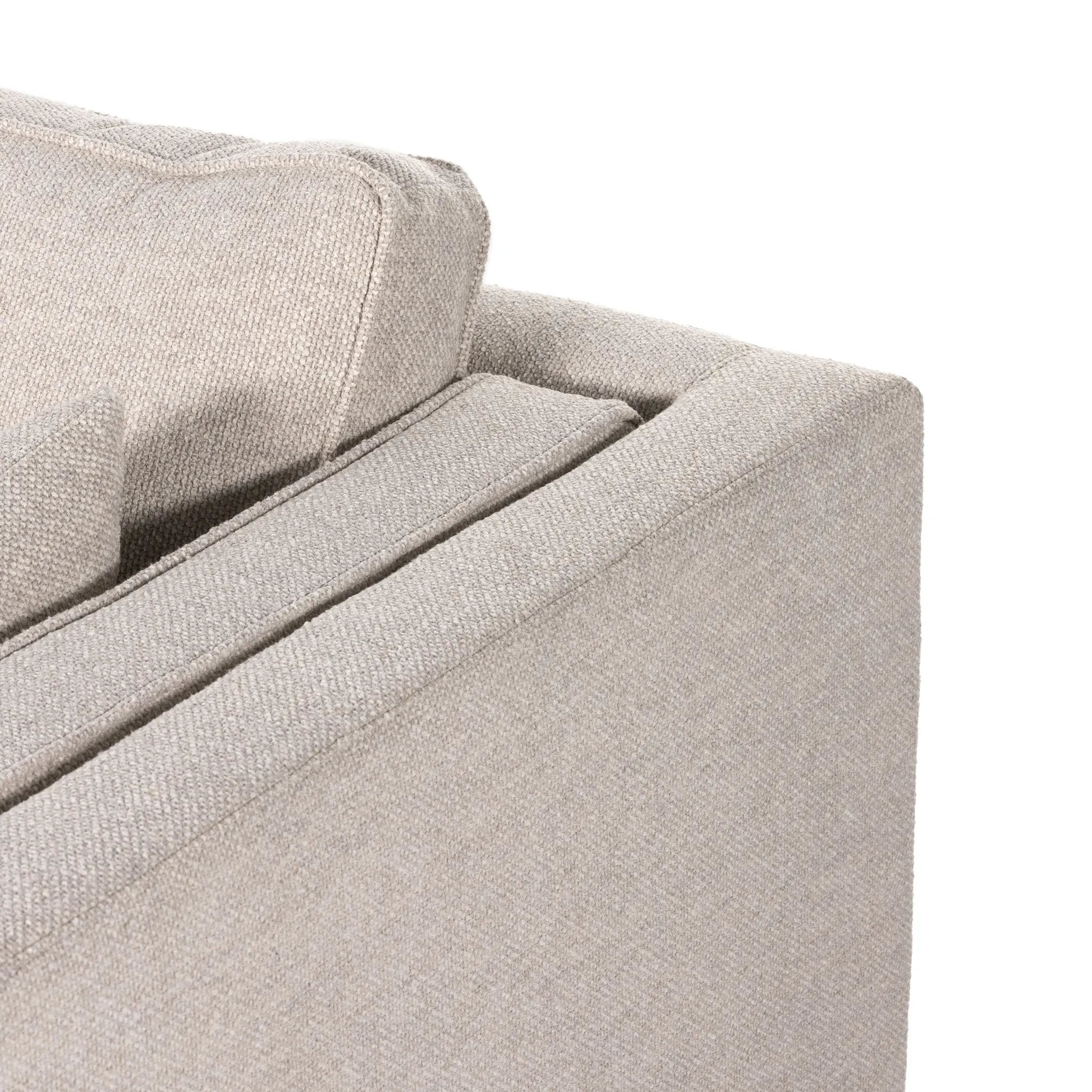 Traditional goes modern. Doubled-stacked arms and cushioning make for a layered look with maximum comfort, while high-performance upholstery is great for everyday lounging. Finished in an auburn walnut, a 360 plinth-style base offers a touch of contrast. Amethyst Home provides interior design, new home construction design consulting, vintage area rugs, and lighting in the Seattle metro area.
