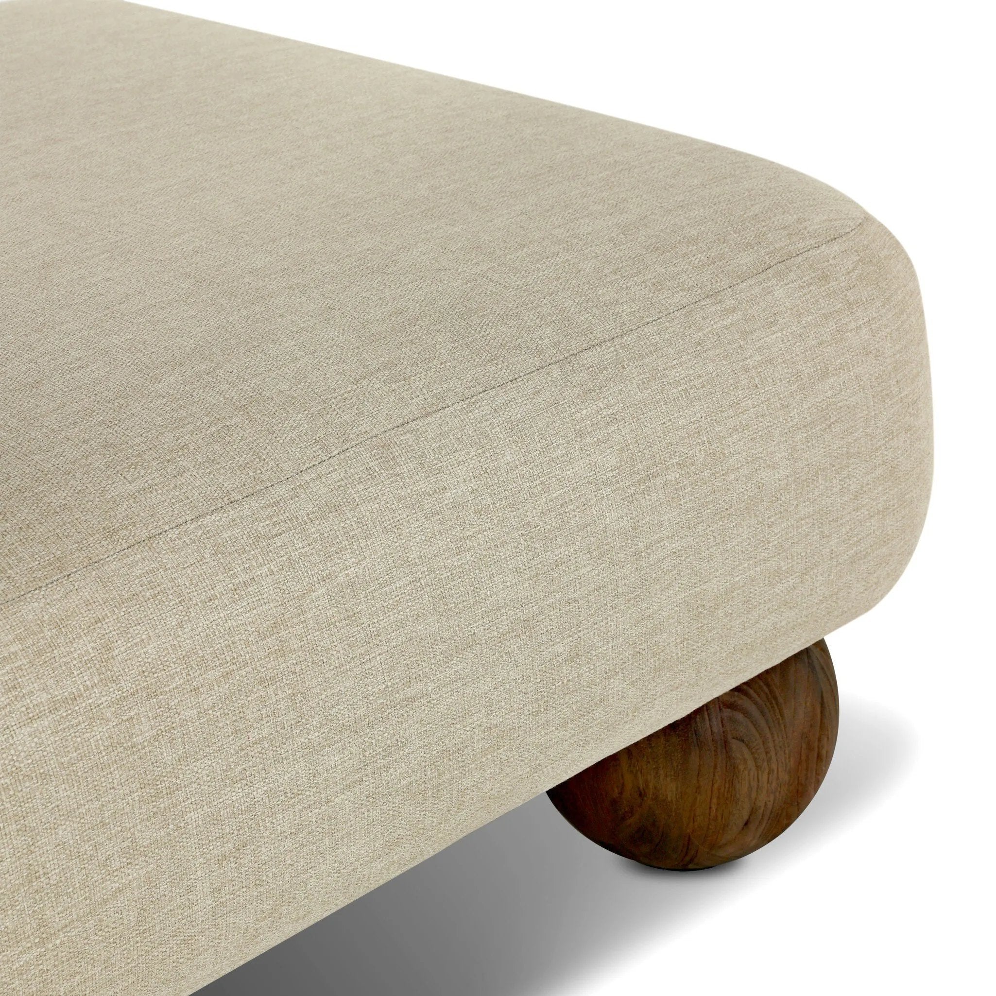 Add a little fun to your space with this boldly shaped outdoor chair. Fully upholstered seat and bolster back finish in teak ball feet. Cover or store inside during inclement weather or when not in use.As enthusiasts of luxe materials at Amethyst, we love the optimistic inspired Leilani Outdoor Chair - Alessi Buff. Amethyst Home provides interior design, new home construction design consulting, vintage area rugs, and lighting in the Austin metro area.