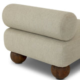 Add a little fun to your space with this boldly shaped outdoor chair. Fully upholstered seat and bolster back finish in teak ball feet. Cover or store inside during inclement weather or when not in use.As enthusiasts of luxe materials at Amethyst, we love the optimistic inspired Leilani Outdoor Chair - Alessi Buff. Amethyst Home provides interior design, new home construction design consulting, vintage area rugs, and lighting in the Des Moines metro area.