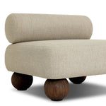 Add a little fun to your space with this boldly shaped outdoor chair. Fully upholstered seat and bolster back finish in teak ball feet. Cover or store inside during inclement weather or when not in use.As enthusiasts of luxe materials at Amethyst, we love the optimistic inspired Leilani Outdoor Chair - Alessi Buff. Amethyst Home provides interior design, new home construction design consulting, vintage area rugs, and lighting in the Monterey metro area.