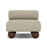 Add a little fun to your space with this boldly shaped outdoor chair. Fully upholstered seat and bolster back finish in teak ball feet. Cover or store inside during inclement weather or when not in use.As enthusiasts of luxe materials at Amethyst, we love the optimistic inspired Leilani Outdoor Chair - Alessi Buff. Amethyst Home provides interior design, new home construction design consulting, vintage area rugs, and lighting in the Newport Beach metro area.