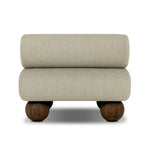 Add a little fun to your space with this boldly shaped outdoor chair. Fully upholstered seat and bolster back finish in teak ball feet. Cover or store inside during inclement weather or when not in use.As enthusiasts of luxe materials at Amethyst, we love the optimistic inspired Leilani Outdoor Chair - Alessi Buff. Amethyst Home provides interior design, new home construction design consulting, vintage area rugs, and lighting in the San Diego metro area.
