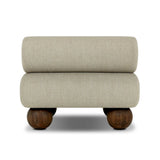 Add a little fun to your space with this boldly shaped outdoor chair. Fully upholstered seat and bolster back finish in teak ball feet. Cover or store inside during inclement weather or when not in use.As enthusiasts of luxe materials at Amethyst, we love the optimistic inspired Leilani Outdoor Chair - Alessi Buff. Amethyst Home provides interior design, new home construction design consulting, vintage area rugs, and lighting in the San Diego metro area.