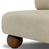 Add a little fun to your space with this boldly shaped outdoor chair. Fully upholstered seat and bolster back finish in teak ball feet. Cover or store inside during inclement weather or when not in use.As enthusiasts of luxe materials at Amethyst, we love the optimistic inspired Leilani Outdoor Chair - Alessi Buff. Amethyst Home provides interior design, new home construction design consulting, vintage area rugs, and lighting in the Scottsdale metro area.