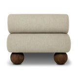 Add a little fun to your space with this boldly shaped outdoor chaise. Fully upholstered seat and bolster back finish in teak ball feet. Cover or store inside during inclement weather or when not in use.As enthusiasts of clean materials at Amethyst, we love the optimistic inspired Leilani Outdoor Chaise - Alessi Buff. Amethyst Home provides interior design, new home construction design consulting, vintage area rugs, and lighting in the Boston metro area.