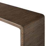 Featuring Leo Rustic Grey Console Table by Four Hands at Amethyst Home. Grey-finished oak shapes an elongated console table, rich with reeding. Subtly rounded edges reflect Brazilian midcentury inspiration behind this crafted minimalist piece. Designed in partnership with longtime Four Hands collaborator Thomas Bina and designer Ronald Sasson.Overall Di. Amethyst Home provides interior design, new home construction design consulting, vintage area rugs, and lighting in the Winter Garden metro area.