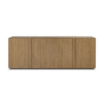 Made from rustic-finished oak with a plinth-style base, clean angles and linear reeding define this midcentury-spirited sideboard. Fully finished interior for a beautiful look inside and out. Designed in partnership with longtime Four Hands collaborator Thomas Bina and Brazilian designer Ronald Sasson Amethyst Home provides interior design, new home construction design consulting, vintage area rugs, and lighting in the Omaha metro area.