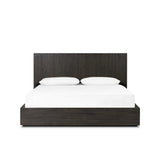Designed by Thomas Bina and Ronald Sasson, a design partnership blending both modern minimalist and Brazilian influences. Crafted from a mix of solid oak and thick-cut oak veneer, this clean-lined bed features vertical reed detailing on the tall headboard and beautiful horizontal graining on the footboard for extra drama Amethyst Home provides interior design, new home construction design consulting, vintage area rugs, and lighting in the Seattle metro area.