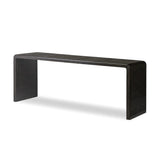 Featuring Leo Smoked Black Console Table by Four Hands at Amethyst Home. Smoked black oak shapes an elongated console table, rich with reeding. Subtly rounded edges reflect Brazilian midcentury inspiration behind this crafted minimalist piece. Designed in partnership with longtime Four Hands collaborator Thomas Bina and designer Ronald Sasson.Overall Di. Amethyst Home provides interior design, new home construction design consulting, vintage area rugs, and lighting in the Winter Garden metro area.