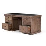 Featuring Lifestyle Sundried Ash Large Desk by Four Hands at Amethyst Home. Borrowing inspiration from the classic lawyer's desk with an inlaid leather top and French-inspired detailing. Finished in warm, sun-dried wheat tones with cast brass hardware, with dual file drawers for letter-sized documents.Overall Dimensions: 68.50"w x 31.00"d x 32.25"hWeight :. Amethyst Home provides interior design, new home construction design consulting, vintage area rugs, and lighting in the Scottsdale metro area.