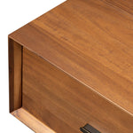 Add subtle statement to your bedside with architectural modern monolith-style nightstand. An exaggerated solid acacia pedestal elevates a matching case, while an iron handle in an aged bronze finish completes the look.As fans of wabi sabi style at Amethyst, we love the designer inspired Lilas Nightstand - Saddle Tan Veneer. Amethyst Home provides interior design, new home construction design consulting, vintage area rugs, and lighting in the Alpharetta metro area.