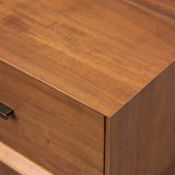 Add subtle statement to your bedside with architectural modern monolith-style nightstand. An exaggerated solid acacia pedestal elevates a matching case, while an iron handle in an aged bronze finish completes the look.As fans of wabi sabi style at Amethyst, we love the designer inspired Lilas Nightstand - Saddle Tan Veneer. Amethyst Home provides interior design, new home construction design consulting, vintage area rugs, and lighting in the Austin metro area.