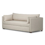 This cleverly designed sleeper sofa hides a Queen-sized sleeping surface within its modern silhouette. With a simple roll-out and counterbalanced mechanism, it effortlessly transforms into a bed, making it a space-saving solution with hidden functionality. Amethyst Home provides interior design, new home construction design consulting, vintage area rugs, and lighting in the Charlotte metro area.