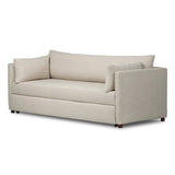 This cleverly designed sleeper sofa hides a Queen-sized sleeping surface within its modern silhouette. With a simple roll-out and counterbalanced mechanism, it effortlessly transforms into a bed, making it a space-saving solution with hidden functionality. Amethyst Home provides interior design, new home construction design consulting, vintage area rugs, and lighting in the Charlotte metro area.