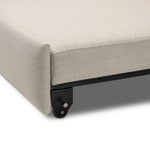 This cleverly designed sleeper sofa hides a Queen-sized sleeping surface within its modern silhouette. With a simple roll-out and counterbalanced mechanism, it effortlessly transforms into a bed, making it a space-saving solution with hidden functionality. Amethyst Home provides interior design, new home construction design consulting, vintage area rugs, and lighting in the Los Angeles metro area.