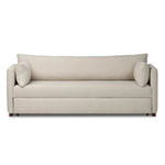 This cleverly designed sleeper sofa hides a Queen-sized sleeping surface within its modern silhouette. With a simple roll-out and counterbalanced mechanism, it effortlessly transforms into a bed, making it a space-saving solution with hidden functionality. Amethyst Home provides interior design, new home construction design consulting, vintage area rugs, and lighting in the Nashville metro area.