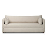 This cleverly designed sleeper sofa hides a Queen-sized sleeping surface within its modern silhouette. With a simple roll-out and counterbalanced mechanism, it effortlessly transforms into a bed, making it a space-saving solution with hidden functionality. Amethyst Home provides interior design, new home construction design consulting, vintage area rugs, and lighting in the Nashville metro area.