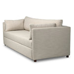 This cleverly designed sleeper sofa hides a Queen-sized sleeping surface within its modern silhouette. With a simple roll-out and counterbalanced mechanism, it effortlessly transforms into a bed, making it a space-saving solution with hidden functionality. Amethyst Home provides interior design, new home construction design consulting, vintage area rugs, and lighting in the Park City metro area.