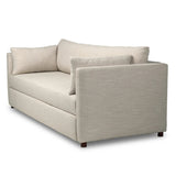 This cleverly designed sleeper sofa hides a Queen-sized sleeping surface within its modern silhouette. With a simple roll-out and counterbalanced mechanism, it effortlessly transforms into a bed, making it a space-saving solution with hidden functionality. Amethyst Home provides interior design, new home construction design consulting, vintage area rugs, and lighting in the Park City metro area.
