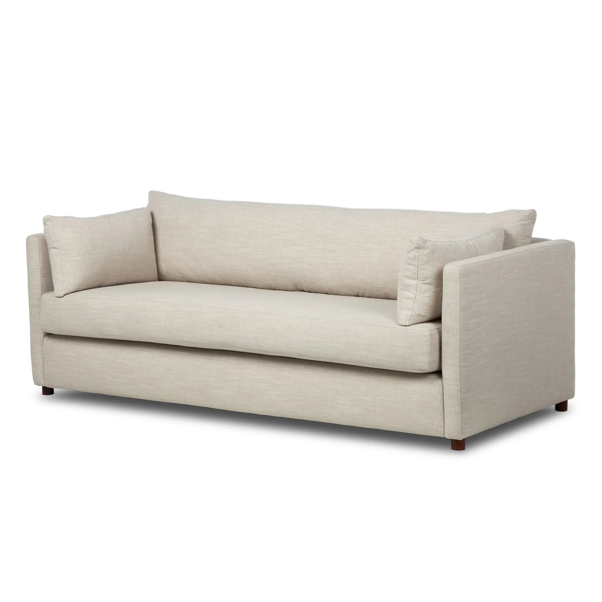 Featuring Lincoln Savoy Parchment Sofa by Four Hands at Amethyst Home. With its sleek profile and clean lines, this sofa is designed for effortless comfort and everyday lounging. Thin track arms and loose arm pillows bring a tailored, modern feel, while supportive cushions and S-spring suspension ensure it’s as inviting as it is versatile.Overall Dimensions. Amethyst Home provides interior design, new home construction design consulting, vintage area rugs, and lighting in the Calabasas metro area.