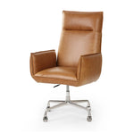 Featuring Lionel Chaps Saddle Desk Chair by Four Hands at Amethyst Home. Wrapped in buttery-soft tan top-grain leather, this structured, high-back chair is designed for comfort and style. Stainless steel casters and a 360-degree swivel for ease in the modern workspace.Overall Dimensions: 27.25"w x 29.00"d x 44.00"hWeight : 38.43 lbsMaterials: Top Grain Leather. Amethyst Home provides interior design, new home construction design consulting, vintage area rugs, and lighting in the Austin metro area.