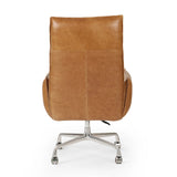 Featuring Lionel Chaps Saddle Desk Chair by Four Hands at Amethyst Home. Wrapped in buttery-soft tan top-grain leather, this structured, high-back chair is designed for comfort and style. Stainless steel casters and a 360-degree swivel for ease in the modern workspace.Overall Dimensions: 27.25"w x 29.00"d x 44.00"hWeight : 38.43 lbsMaterials: Top Grain Leat. Amethyst Home provides interior design, new home construction design consulting, vintage area rugs, and lighting in the Calabasas metro area.