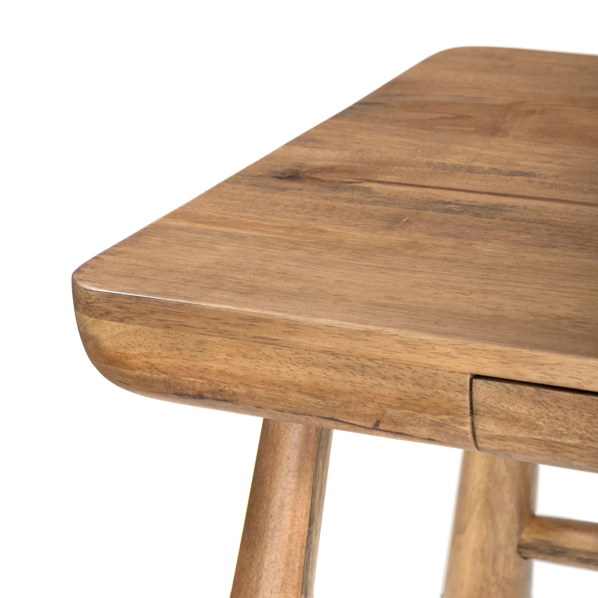 Featuring Lorik Caramel Rubberwood Desk by Four Hands at Amethyst Home. Wabi Sabi-inspired and designed with a clean, bold shape. This rustic desk features a modernized shape crafted from caramel-finished wood. Designed with cylindrical legs that are both angled and tapered for added movement. Built-in, hidden pencil drawers keep the focus on the natural g. Amethyst Home provides interior design, new home construction design consulting, vintage area rugs, and lighting in the Alpharetta metro area.