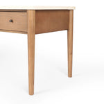 Featuring Lorna Amber Ash Veneer Desk by Four Hands at Amethyst Home. Set a light tone for your workspace with a material-driven desk of cream marble and amber ash. A clean, streamlined design with tapered cylinder legs and side drawers.Overall Dimensions: 70.00"w x 26.75"d x 30.00"hWeight : 208.33 lbsMaterials: Ash Veneer, Solid Ash, Solid Marble. Amethyst Home provides interior design, new home construction design consulting, vintage area rugs, and lighting in the Houston metro area.