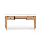 Featuring Lorna Amber Ash Veneer Desk by Four Hands at Amethyst Home. Set a light tone for your workspace with a material-driven desk of cream marble and amber ash. A clean, streamlined design with tapered cylinder legs and side drawers.Overall Dimensions: 70.00"w x 26.75"d x 30.00"hWeight : 208.33 lbsMaterials: Ash Veneer, Solid Ash, Solid Marble. Amethyst Home provides interior design, new home construction design consulting, vintage area rugs, and lighting in the Miami metro area.