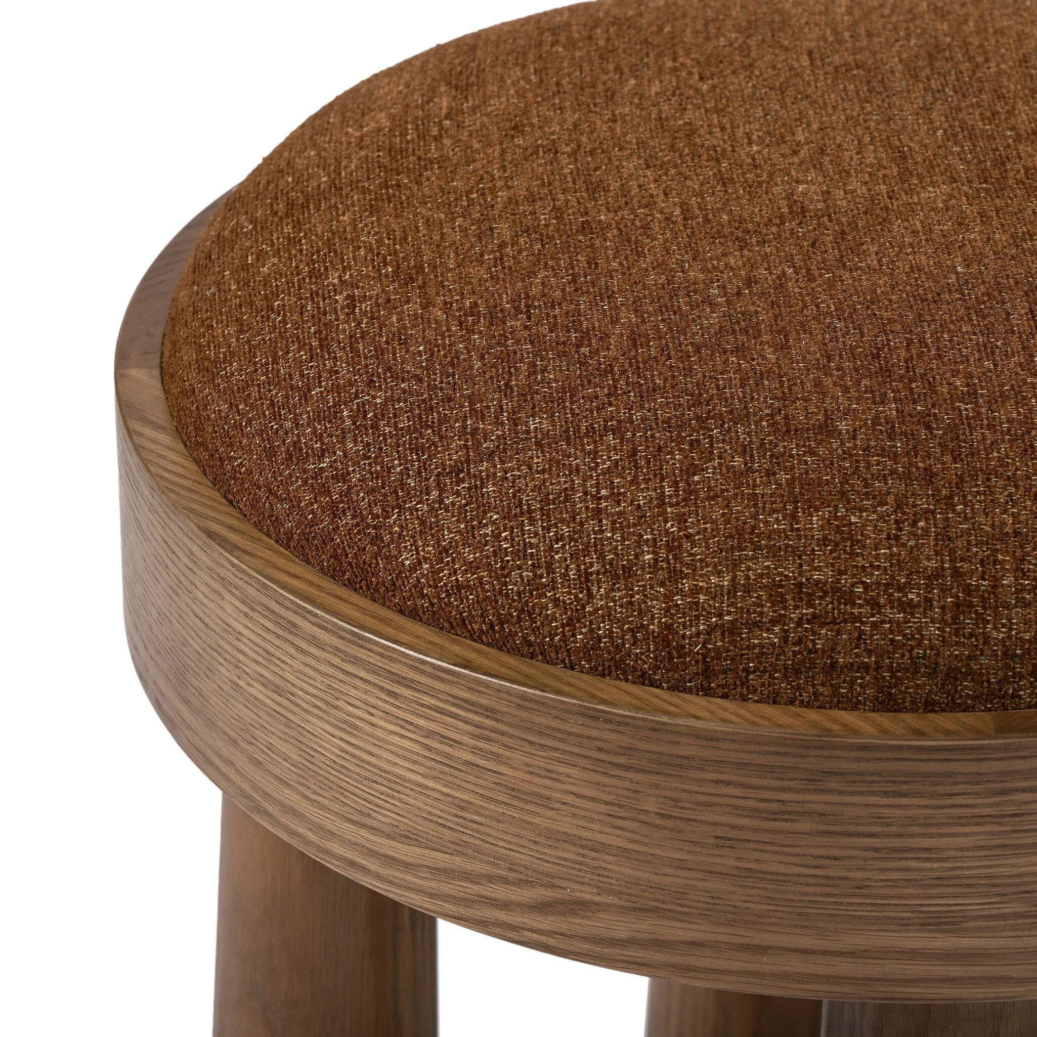A simple, charming stool with an oak wood veneer finish and upholstered seat. Tapered legs add subtle character.As fans of luxe design at Amethyst, we love the designer inspired Louise Accent Stool - Crypton Wayfarer Sienna. This item pairs well with other brands such as Visual Comfort and is perfect for wabi sabi homes Amethyst Home provides interior design, new home construction design consulting, vintage area rugs, and lighting in the Scottsdale metro area.