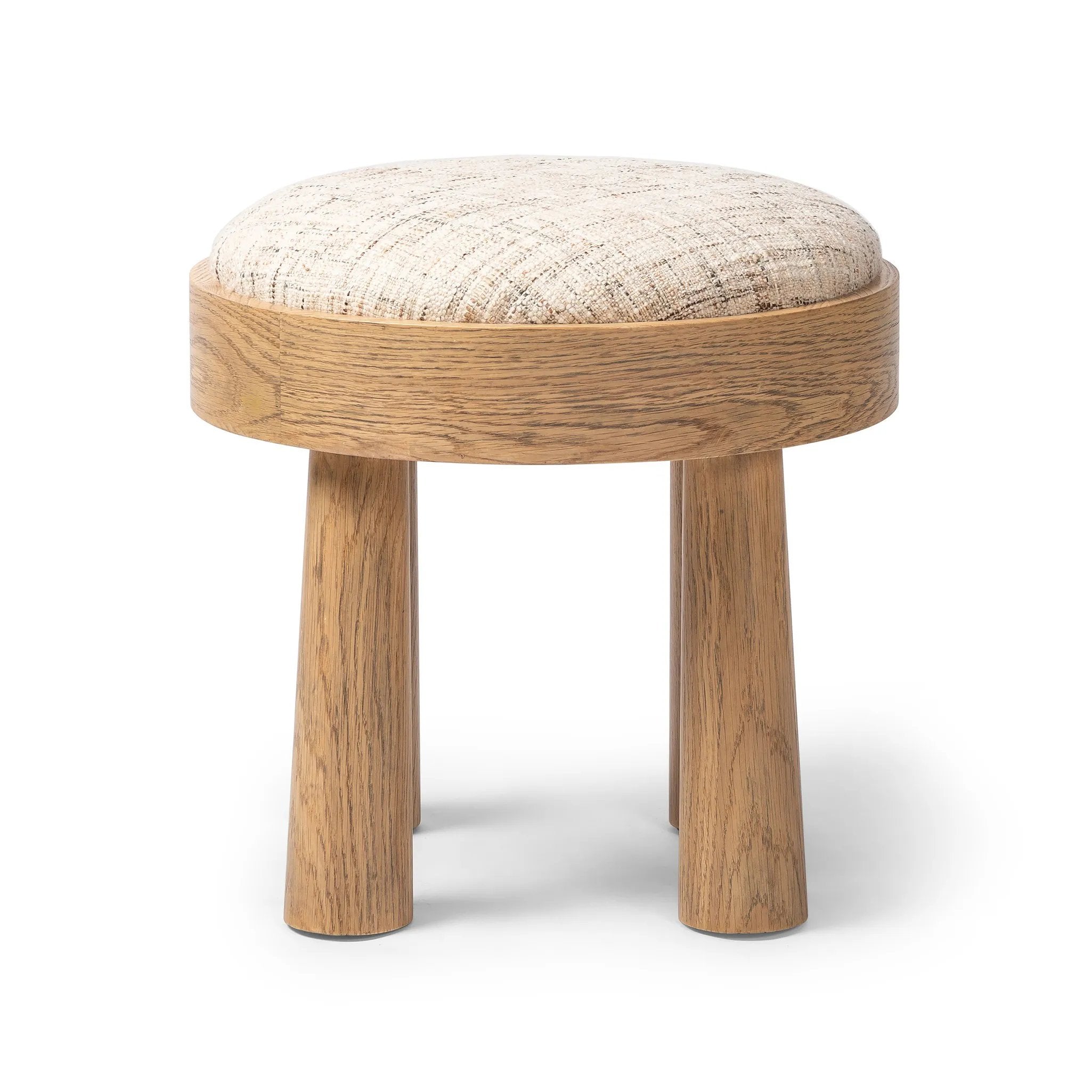Featuring Louise Ostend Natural Accent Stool by Four Hands at Amethyst Home. A simple, charming stool with natural oak wood veneer finish and textured neutral fabric seat. Tapered legs add subtle character.Overall Dimensions: 19.00"w x 19.00"d x 19.25"hWeight : 23.81 lbsMaterials: 58% Flax/Linen, 35% Acrylic, 7% Polyester, Oak Veneer, Solid Ash. Amethyst Home provides interior design, new home construction design consulting, vintage area rugs, and lighting in the Los Angeles metro area.