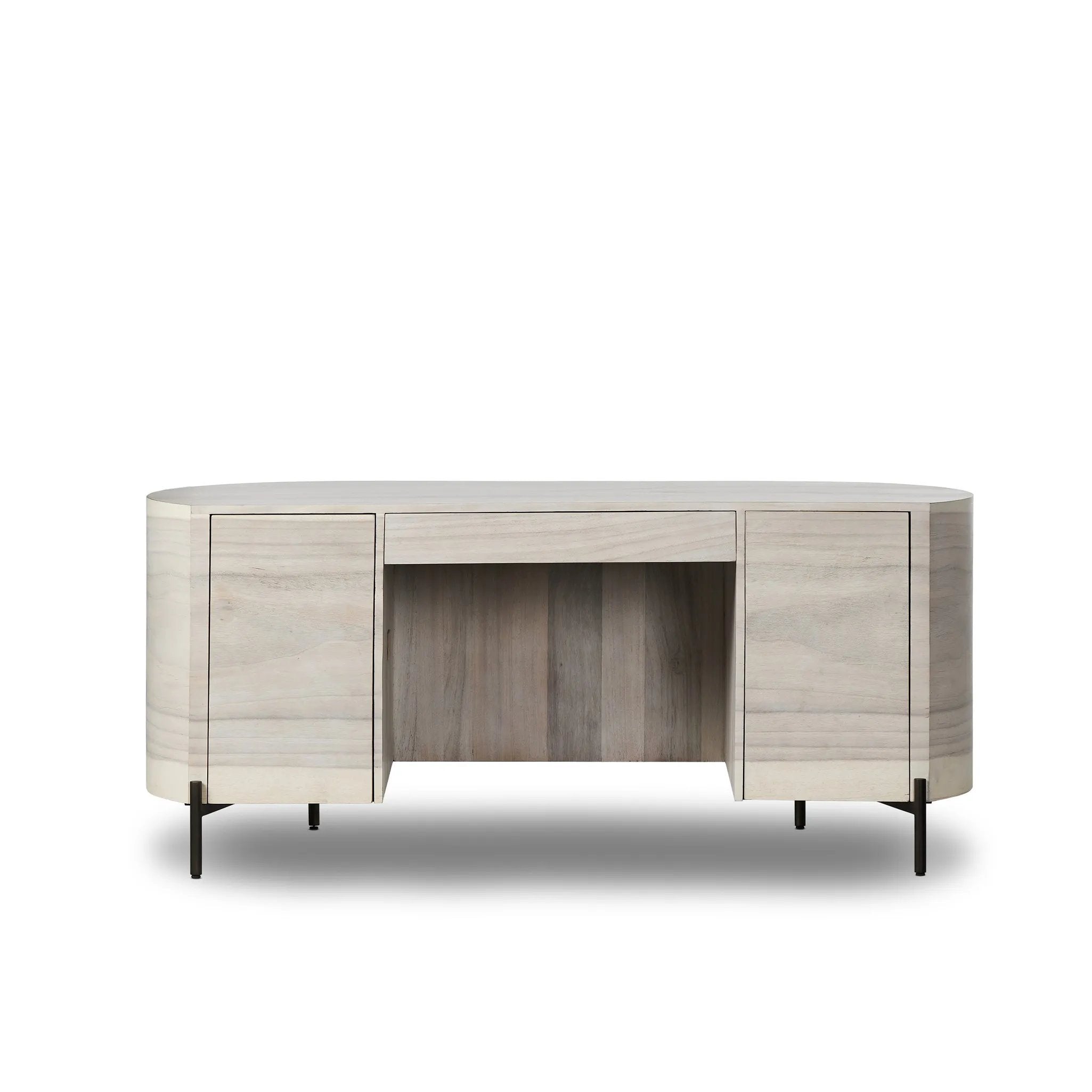 With soft, fluid shaping, bleached Guanacaste forms a sculpted silhouette, with natural high and lows. Dual push-latch doors and interior shelving offer ample storage space. A fully finished front and back offer the option for float styling within a room Amethyst Home provides interior design, new home construction design consulting, vintage area rugs, and lighting in the Salt Lake City metro area.