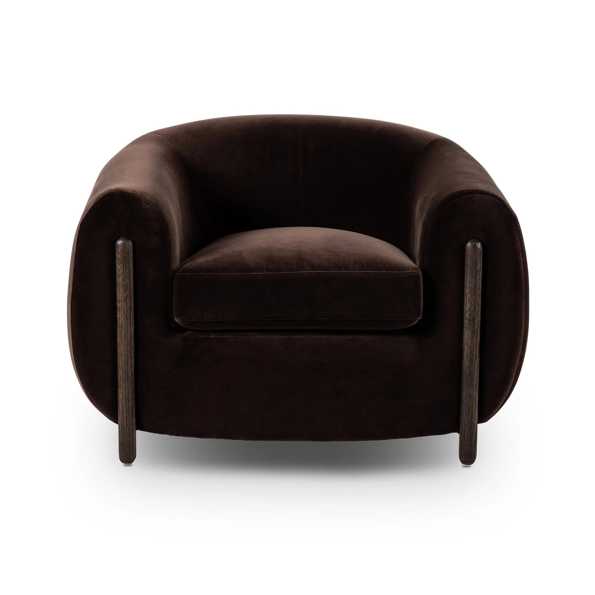 This updated take on the traditional tub chair pairs rich black top-grain leather with solid ash to shape a sculpted seat with exaggerated depth. Amethyst Home provides interior design, new home construction design consulting, vintage area rugs, and lighting in the Des Moines metro area.