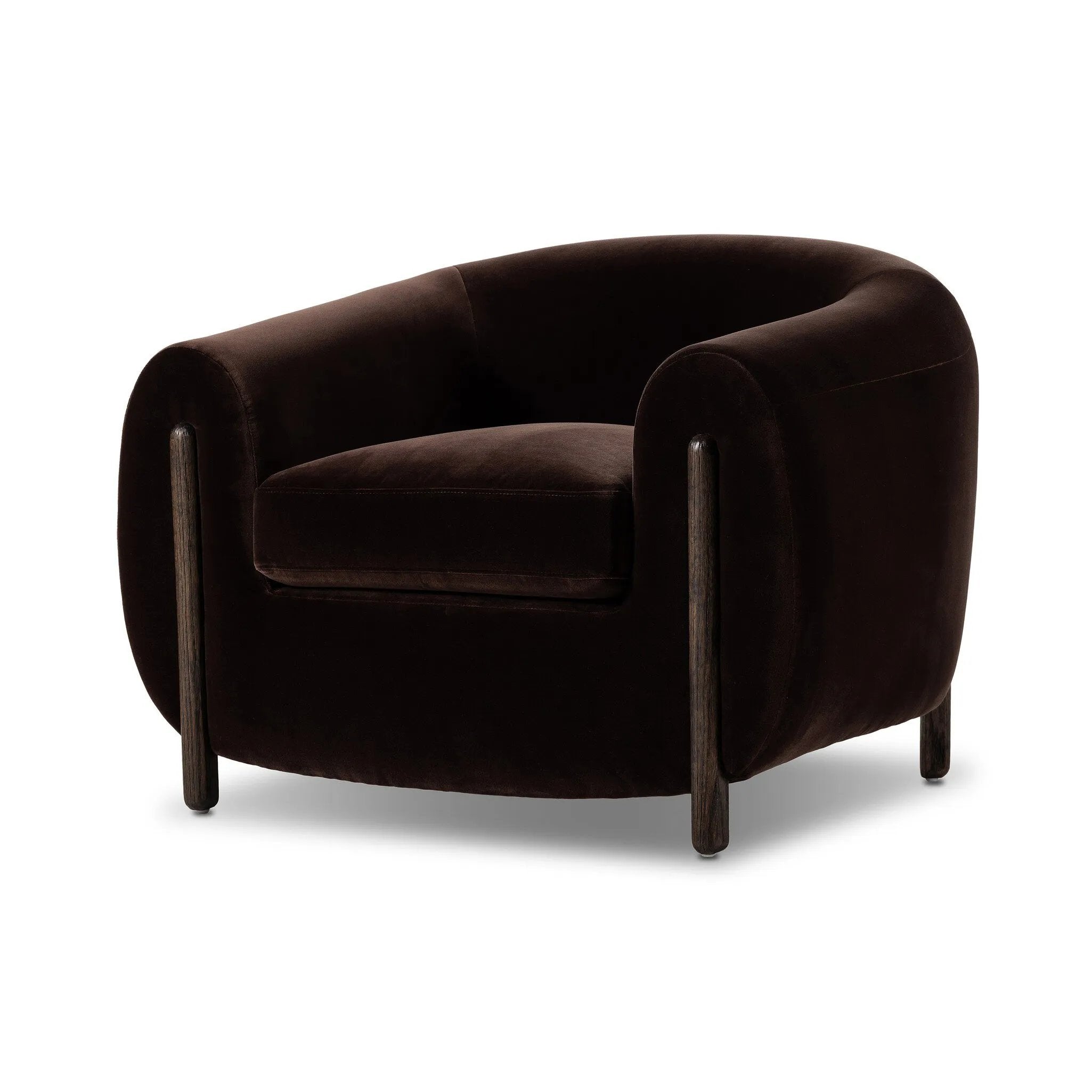 This updated take on the traditional tub chair pairs rich black top-grain leather with solid ash to shape a sculpted seat with exaggerated depth. Amethyst Home provides interior design, new home construction design consulting, vintage area rugs, and lighting in the Laguna Beach metro area.