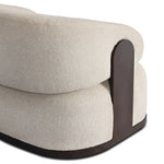 A playful outdoor chair silhouette with a 360 swivel base. The yolk-shaped back is framed by sleek metal accents, adding visual contrast to the exploded boucle upholstery on the thick seat cushion and curved back. Cover or store inside during inclement weather and when not in use. Amethyst Home provides interior design, new home construction design consulting, vintage area rugs, and lighting in the Des Moines metro area.