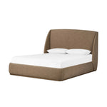 Featuring Maeve Laken Taupe Upholstered Bed by Four Hands at Amethyst Home. Clean lines meet contoured curves for a timeless bedroom look. A petal-shaped shelter overlaps side rails for a unique,  comforting silhouette. Fully upholstered in a versatile taupe that complements a wide range of color palettes. Overall Dimensions: Queen:
70.50"w x 88.50"d x 48.50"h
. Amethyst Home provides interior design, new home construction design consulting, vintage area rugs, and lighting in the Miami metro area.