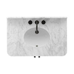 This bath vanity is simply shaped to allow the reeded oak to shine. Rounded corners bring softness and allow for a seamless finish, complemented by tapered knob hardware. Finished with a bath-safe sealant for moisture resistance. Designed to accommodate 8”-widespread faucets and standard-size hardware for easy customization. Amethyst Home provides interior design, new home construction design consulting, vintage area rugs, and lighting in the Dallas metro area.