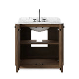 This bath vanity is simply shaped to allow the reeded oak to shine. Rounded corners bring softness and allow for a seamless finish, complemented by tapered knob hardware. Finished with a bath-safe sealant for moisture resistance. Designed to accommodate 8”-widespread faucets and standard-size hardware for easy customization. Amethyst Home provides interior design, new home construction design consulting, vintage area rugs, and lighting in the Miami metro area.