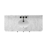 This bath vanity is simply shaped to allow the reeded oak to shine. Rounded corners bring softness and allow for a seamless finish, complemented by tapered knob hardware. Finished with a bath-safe sealant for moisture resistance. Designed to accommodate 8”-widespread faucets and standard-size hardware for easy customization. Amethyst Home provides interior design, new home construction design consulting, vintage area rugs, and lighting in the Seattle metro area.