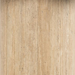 Make a mixed material statement. Cylindrical legs of solid travertine provide a dramatically scaled base for a rectangular tabletop of solid natural oak, for a fresh twist on organic Seventies styling. Seats six comfortably Amethyst Home provides interior design, new home construction design consulting, vintage area rugs, and lighting in the Dallas metro area.