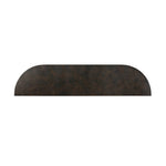 Mixed materials and a contoured design fuse for a shapely console table that works in a wide range of spaces. Mirrored oak legs form a unique curved base to support a demilune iron top with a burnished coffee finish. Thoughtfully sized for smaller spaces Amethyst Home provides interior design, new home construction design consulting, vintage area rugs, and lighting in the Laguna Beach metro area.