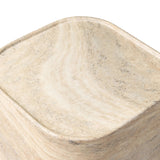 Simple shaping gets an elevated update with a classic plinth base mirrored in a lip detail around the tabletop. The rounded corners of this outdoor end table showcase textured sandy grey concrete, designed to mimic the detail found in natural stone. Cover or store indoors during inclement weather and when not in use. Amethyst Home provides interior design, new home construction design consulting, vintage area rugs, and lighting in the Houston metro area.